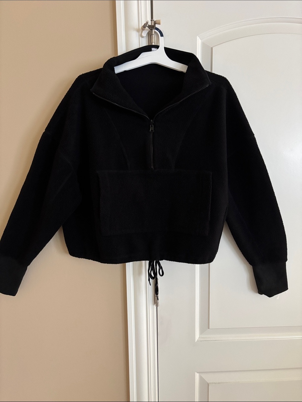 ZYIA Active Black Cropped Fleece Quarter Zip Pullover Size M